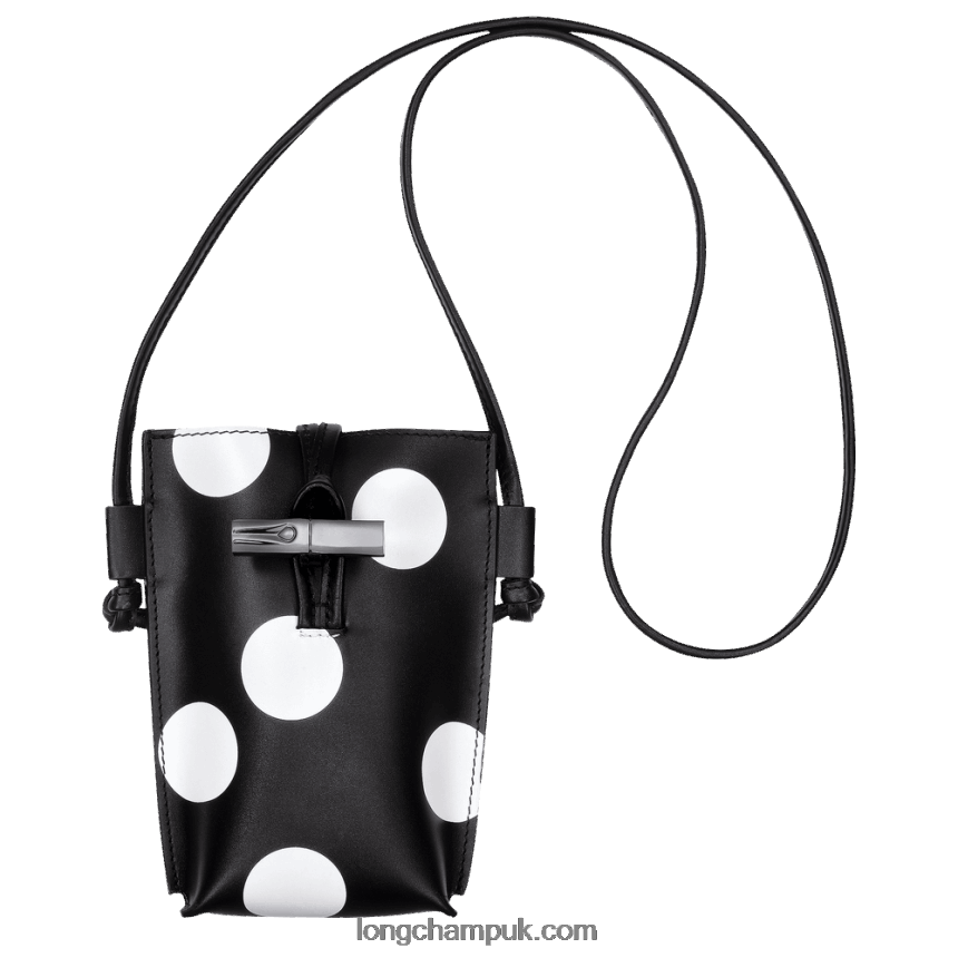 Roseau Phone case with leather lace Women Longchamp 8RTH80682 Black
